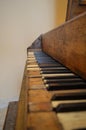 Old, destroyed piano keyboard