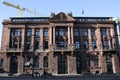 Old Deutsche Bank Building and Construction Crane in Bremen, Germany Royalty Free Stock Photo