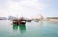 The old Dhow Harbor at the Doha Corniche, Qatar Royalty Free Stock Photo