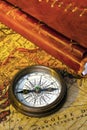 Old diary and compass Royalty Free Stock Photo