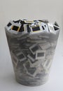 Old slides in trash can Royalty Free Stock Photo