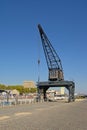 Old industrial crane in Brussels canal area