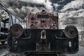 Old diesel  engine on the railways -front view Royalty Free Stock Photo