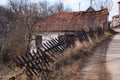 Old dilapidated houses in an abandoned mountain Serbian village in southeastern Serbia, on the slopes of Suva Planina mountain Royalty Free Stock Photo