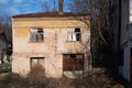 Old dilapidated houses in an abandoned mountain Serbian village in southeastern Serbia, on the slopes of Suva Planina mountain Royalty Free Stock Photo