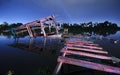 Old dilapidated jetty night shot Royalty Free Stock Photo