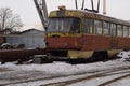 Tram. An old rusty tram.