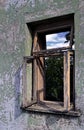 The old dilapidated wooden window frame Royalty Free Stock Photo