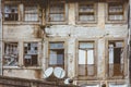 Old dingy front wall house in Porto, Portugal Royalty Free Stock Photo