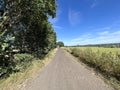 Old dirt track, with fields and trees near, Ned Lane, Bradford, UK Royalty Free Stock Photo