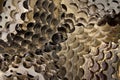 Old dirty bicycle sprocket wheels as background Royalty Free Stock Photo