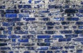 Old dirty blue brick wall surface