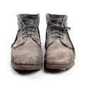 Old dirty boots isolated on white Royalty Free Stock Photo