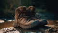 old and dirty boots shoes in the nature scene generated by AI