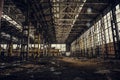 Old dirty broken ruined abandoned building or warehouse, ruins of industrial factory Royalty Free Stock Photo