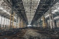 Old dirty broken ruined abandoned building or warehouse, ruins of industrial factory Royalty Free Stock Photo