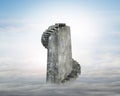 Old dirty concrete spiral tower over cloudscape Royalty Free Stock Photo