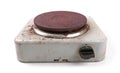 Old dirty electric stove on white Royalty Free Stock Photo