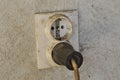 Old and dirty electrical outlet