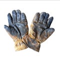 Old dirty leather work gloves isolated on white background Royalty Free Stock Photo
