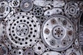 Old and dirty metal wheel gear weld background Royalty Free Stock Photo