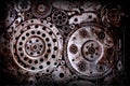 Old and dirty metal wheel gear weld background Royalty Free Stock Photo