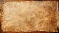 Old dirty paper texture background, sheet of ancient parchment with worn text. Vintage page from rare book, torn edges. Theme of Royalty Free Stock Photo