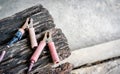 Old dirty rusty jumper cable for charging a car battery Royalty Free Stock Photo