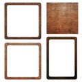 Old, dirty, rusty metal plate with frames