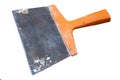 Old dirty and rusty trowel isolated on white background with clipping path. Object for project and design Royalty Free Stock Photo