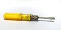 Old Dirty Screwdriver With Yellow Plastic Handle Royalty Free Stock Photo