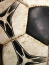 Old dirty soccer ball detail close-up