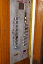 Old dirty and stained ÃÂµlevator with metal buttons