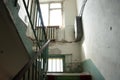 old dirty staircase without repair with a staircase in a residential building in Ukraine