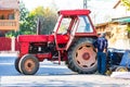 Old and dirty tractor ready for working on field Royalty Free Stock Photo