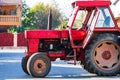 Old and dirty tractor ready for working on field Royalty Free Stock Photo