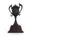 Old and dirty trophy on white background, object, winner, vintage, retro, copy space