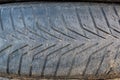 Old and Dirty Used Car Tires Texture. Close Up stacks of old Tires. Royalty Free Stock Photo