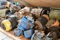 Old disassembled electric motor in a warehouse for repair Royalty Free Stock Photo