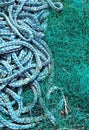 Old discarded fishing net and rope.