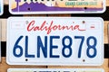 Old discontinued car license plate or vehicle registration number from California USA state.