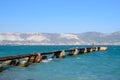 Old dismantled rusty pier. The destroyed pier Royalty Free Stock Photo