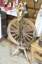 Old distaff. Spinning wheel. Device for making yarns. Vintage distaff