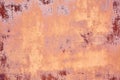 Old Distressed Brown Terracotta Copper Rusty Background with Rough Texture Multicolored Inclusions. Stained Gradient