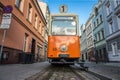 Old disused antique tram in Bydgoszcz