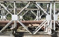 Old Disused Bridge With Rusting Metal Frame