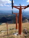 Old disused chairlift structure in Abruzzo Royalty Free Stock Photo