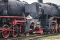 Old disused coal steam black locomotives Royalty Free Stock Photo