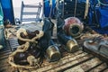 Old diving equipment on board Royalty Free Stock Photo