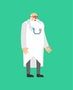 Old Doctor isolated. elderly doctor Vector illustration